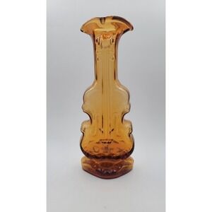 9" Antique Imperial Glass Cello Vase Amber Decanter